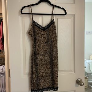 Urban Outfitters Animal Print Soft Lace Slip Dress